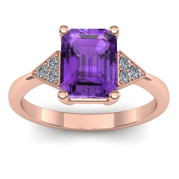 Inel logodna cu ametist dreptunghiular