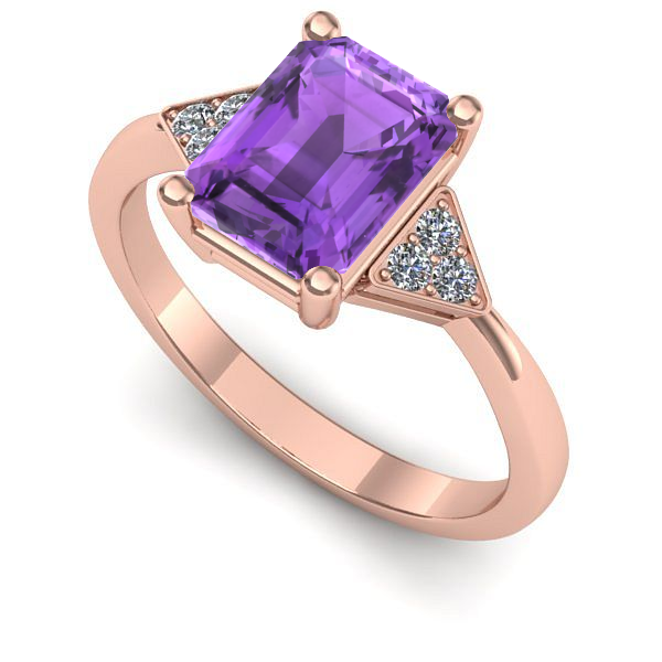 Inel logodna din aur roz cu ametist