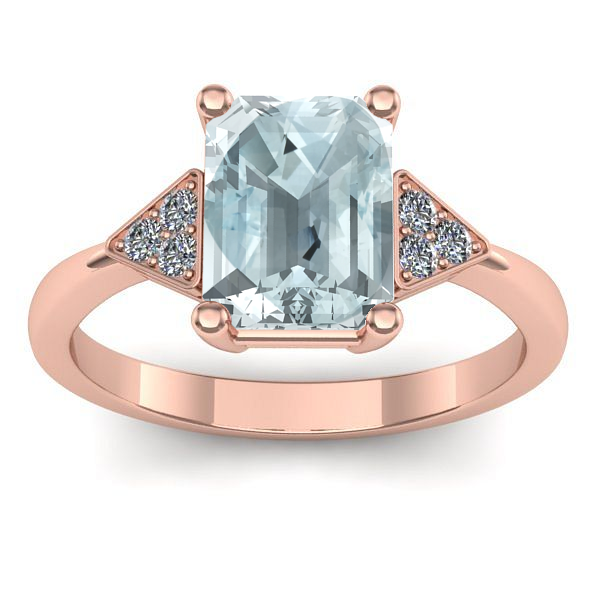 Inel de logodna cu aquamarin dreptunghiular