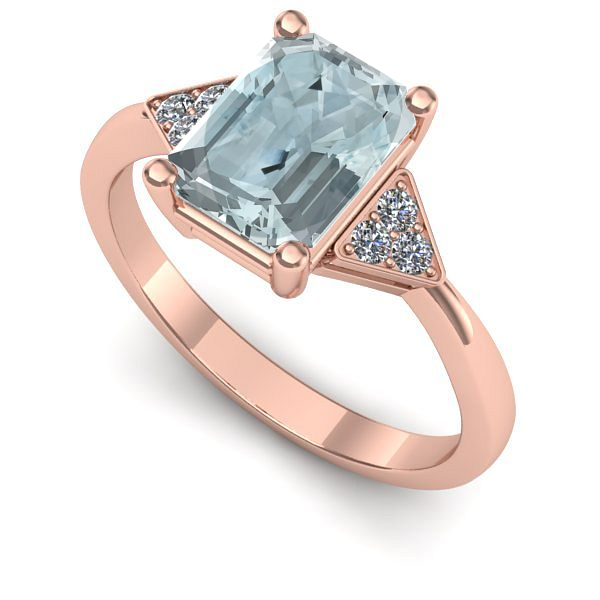 Inel din aur roz cu aquamarin