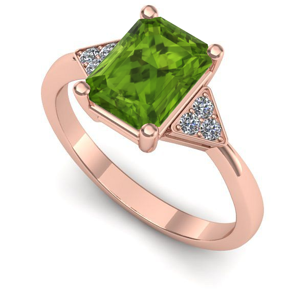 Inel din aur roz cu peridot