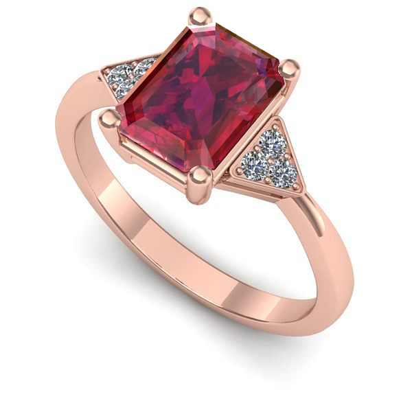 Inel logodna din aur roz cu rubin