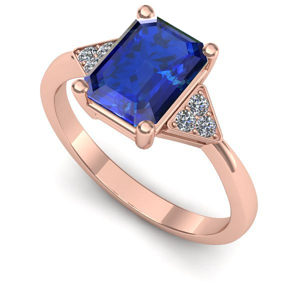 Inel logodna din aur roz cu safir