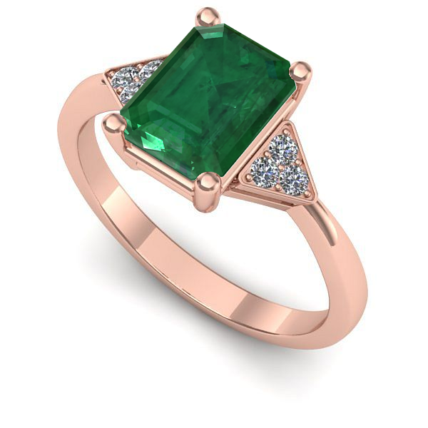 Inel din aur roz cu smarald