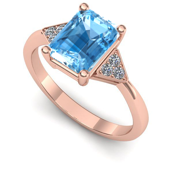 Inel din aur roz cu topaz blue