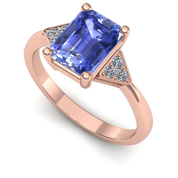 Inel de logodna din aur roz cu tanzanit