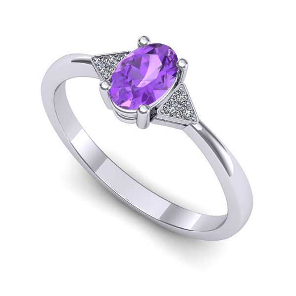 Inel de logodna din aur alb cu ametist