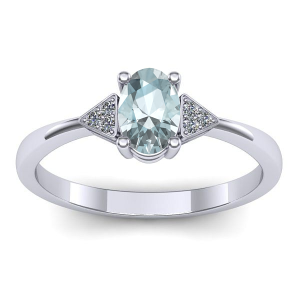 Inel cu aquamarin oval