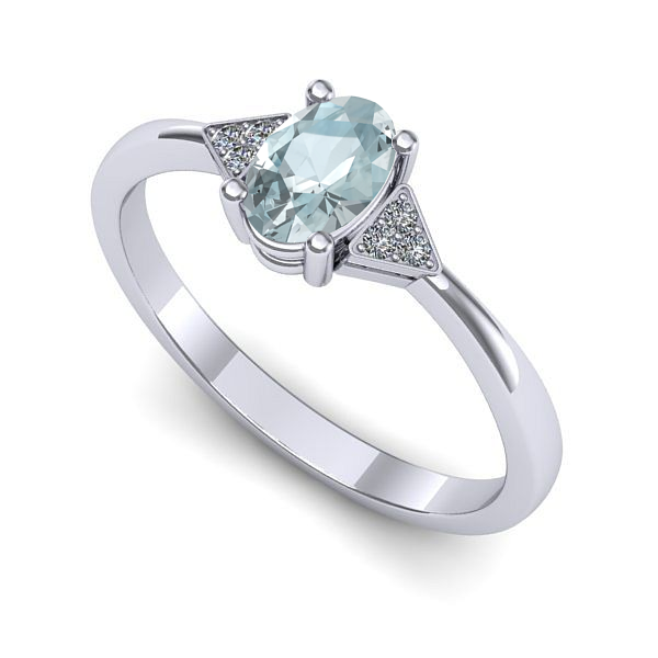 Inel de logodna din aur alb cu aquamarin