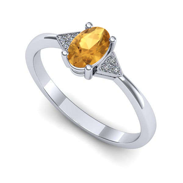 Inel din aur alb cu citrin