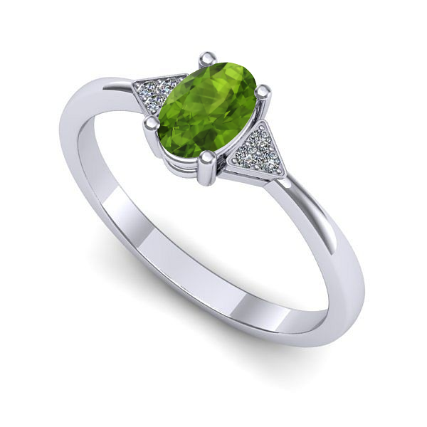 Inel de logodna din aur alb cu peridot