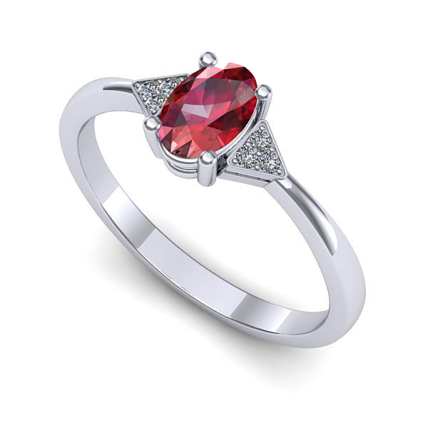 Inel din aur alb cu rubin