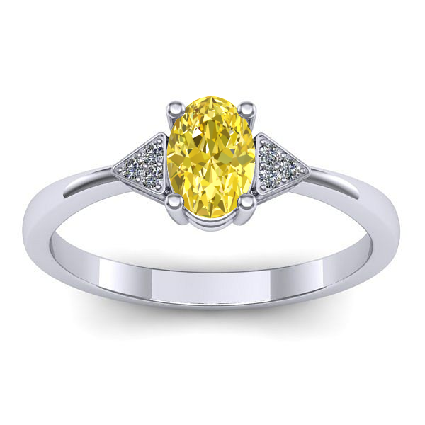 Inel cu safir galben oval