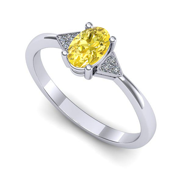 Inel din aur alb cu safir galben