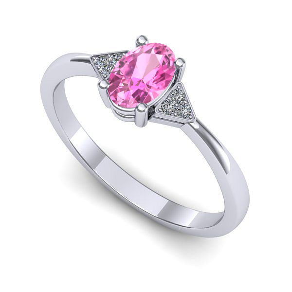 Inel logodna din aur alb cu safir roz