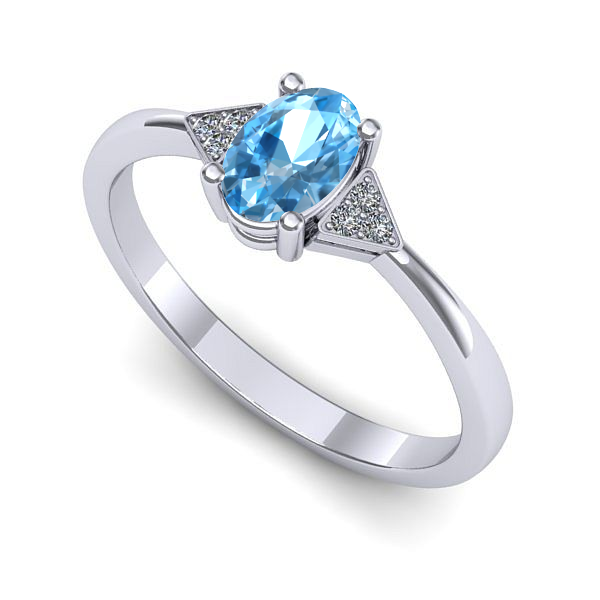 Inel de logodna din aur alb cu topaz blue