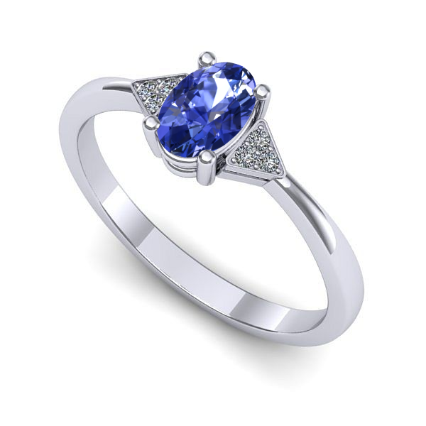 Inel logodna din aur alb cu tanzanit