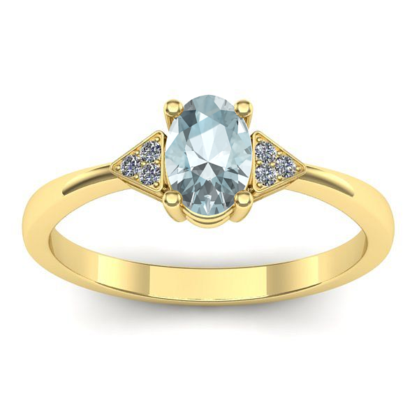 Inel de logodna cu aquamarin oval