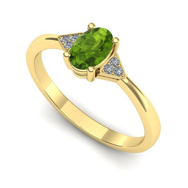 Inel logodna din aur galben cu peridot