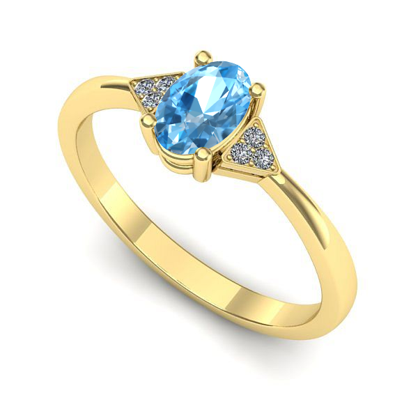 Inel de logodna din aur galben cu topaz blue
