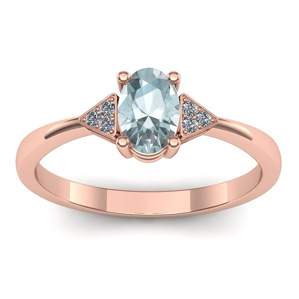 Inel de logodna cu aquamarin oval