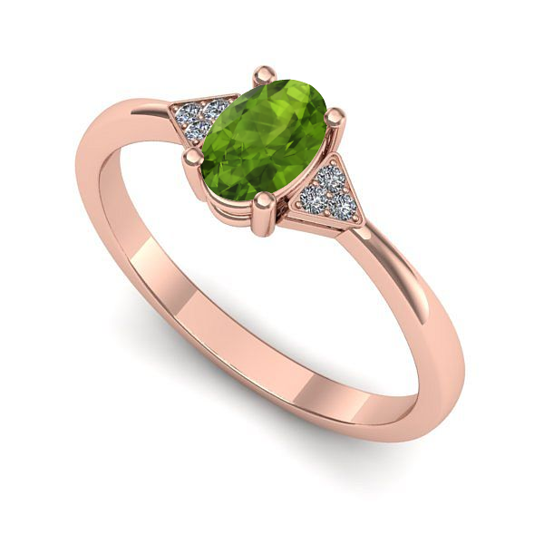 Inel din aur roz cu peridot