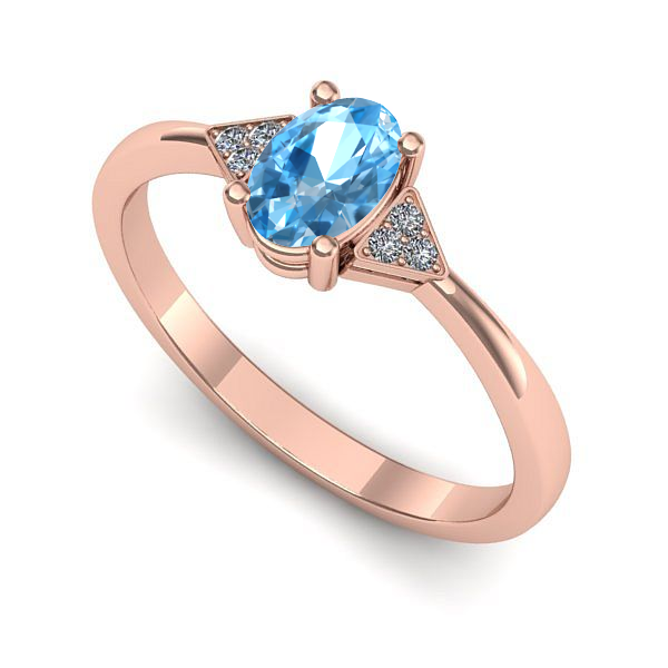Inel logodna din aur roz cu topaz blue