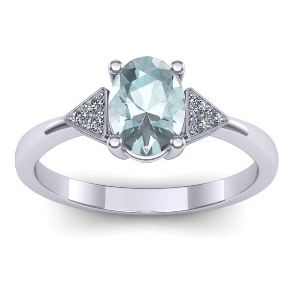 Inel de logodna cu aquamarin oval