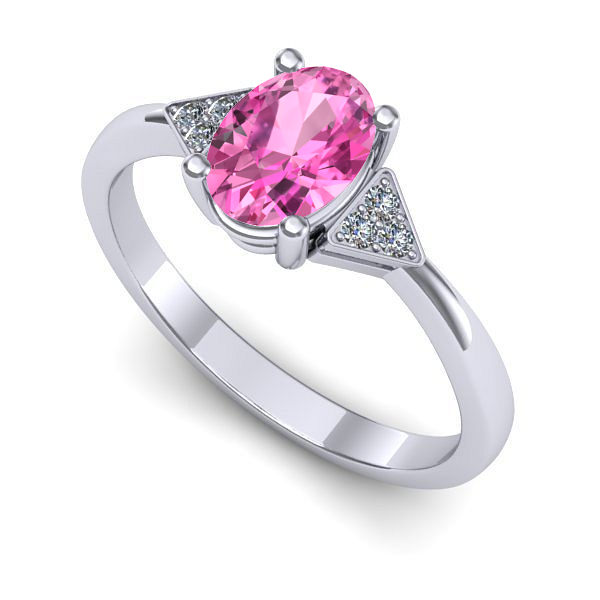 Inel din aur alb cu safir roz