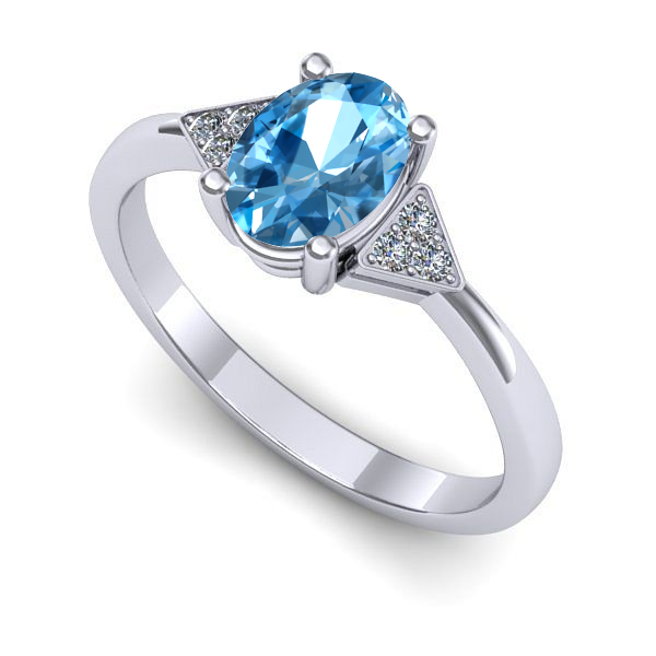 Inel din aur alb cu topaz blue