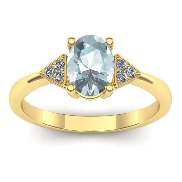 Inel de logodna cu aquamarin oval