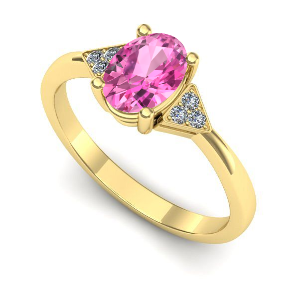 Inel de logodna din aur galben cu safir roz
