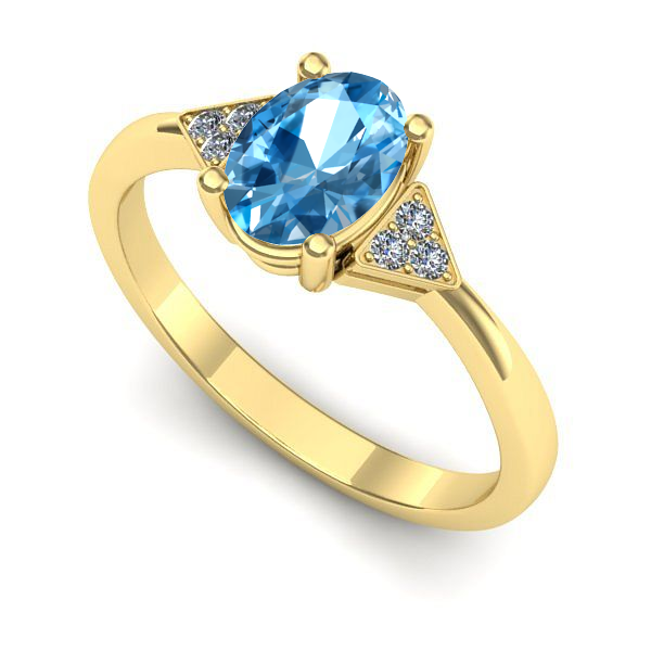Inel de logodna din aur galben cu topaz blue