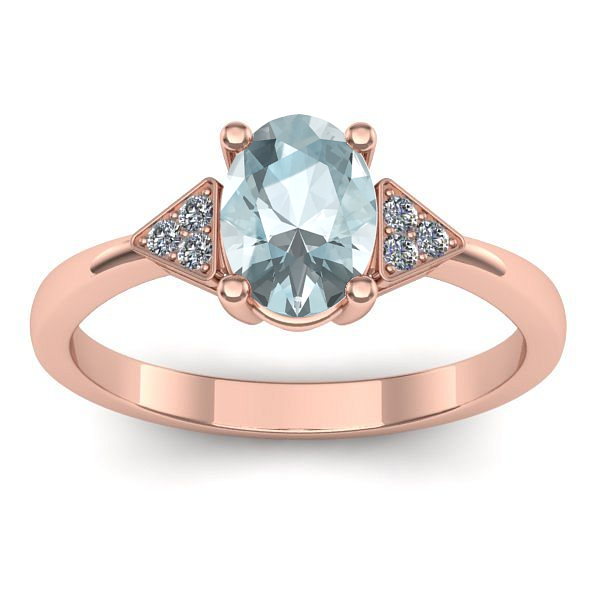 Inel cu aquamarin oval