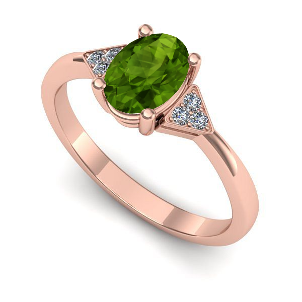 Inel logodna din aur roz cu peridot