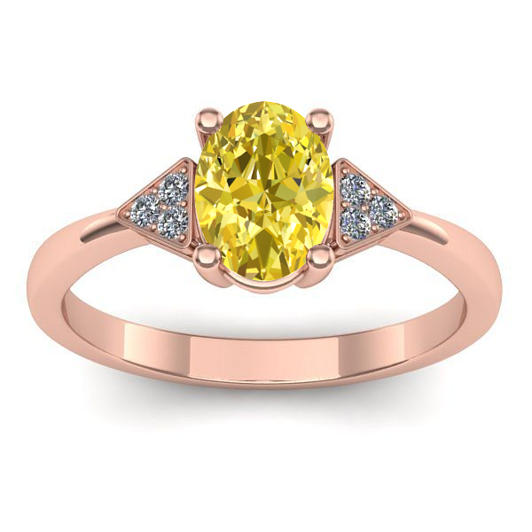 Inel cu safir galben oval