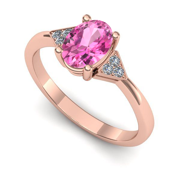 Inel de logodna din aur roz cu safir roz