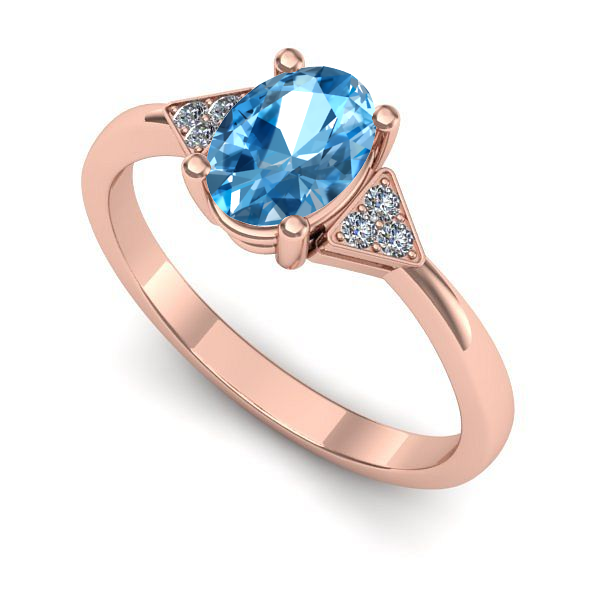 Inel din aur roz cu topaz blue