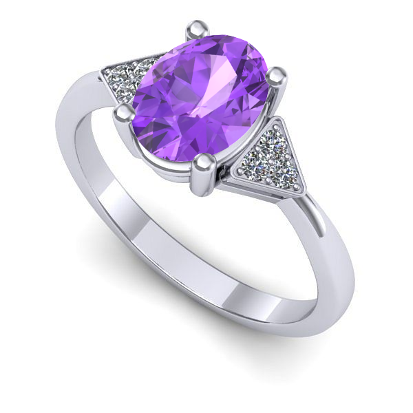 Inel de logodna din aur alb cu ametist