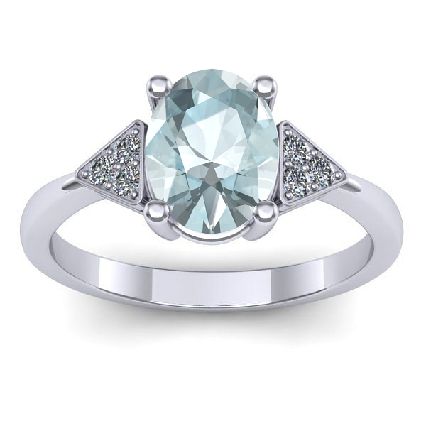 Inel cu aquamarin oval