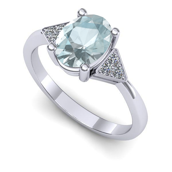 Inel din aur alb cu aquamarin