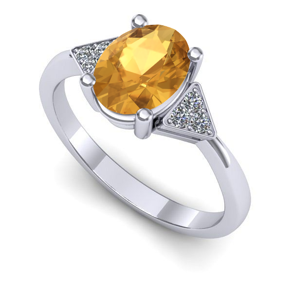 Inel logodna din aur alb cu citrin