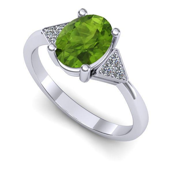 Inel de logodna din aur alb cu peridot