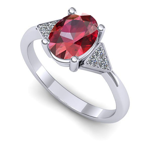 Inel logodna din aur alb cu rubin