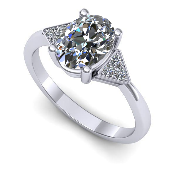 Inel din aur alb cu diamant de laborator