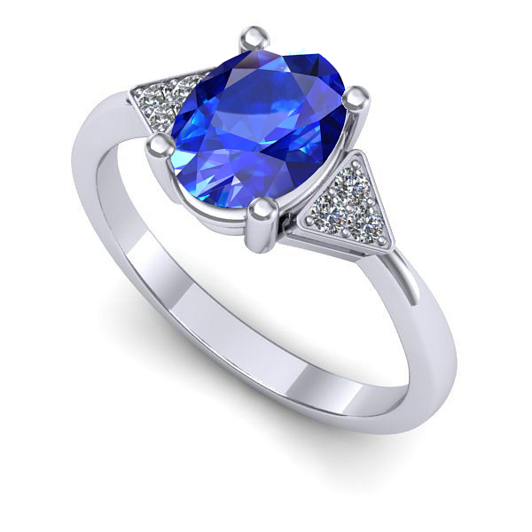 Inel de logodna din aur alb cu safir