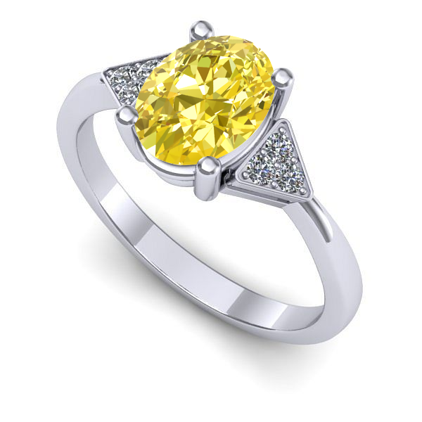 Inel de logodna din aur alb cu safir galben