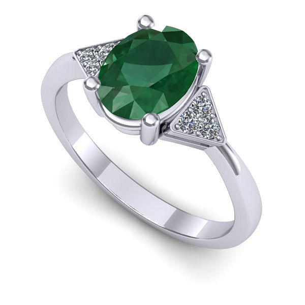 Inel din aur alb cu smarald