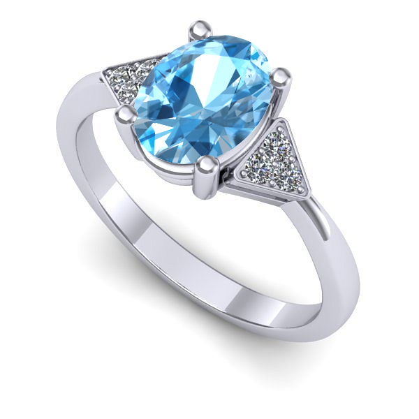 Inel din aur alb cu topaz blue