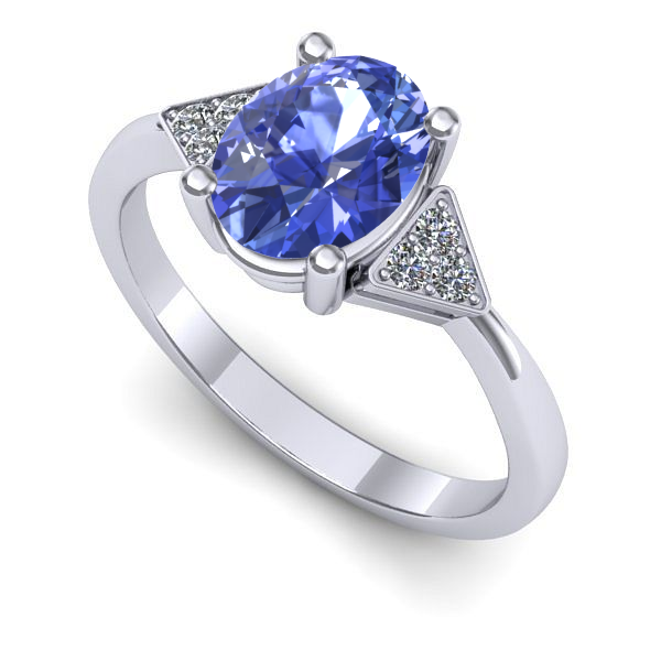 Inel logodna din aur alb cu tanzanit